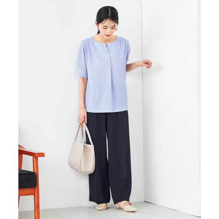 ストライプジャガードスリットネックトップス | a.v.v【WOMEN】 | 詳細画像6 