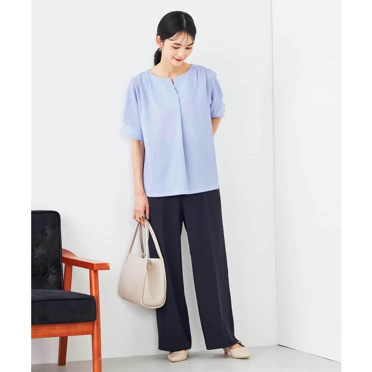 ストライプジャガードスリットネックトップス | a.v.v【WOMEN】 | 詳細画像9 