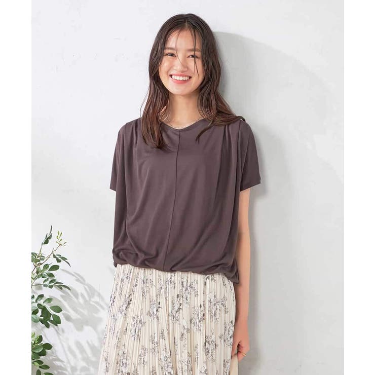 ブラウン | 【接触冷感/UVカット/吸水速乾】ドロストヘムカットソー | a.v.v【WOMEN】