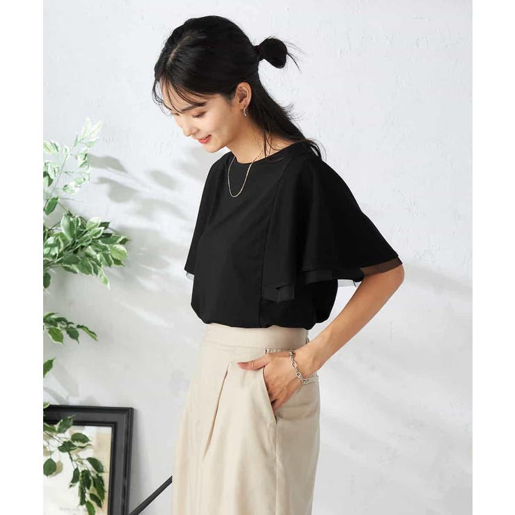 【接触冷感/UVカット/吸水速乾】チュールラッフルスリーブカットソー | a.v.v【WOMEN】 | 詳細画像21 