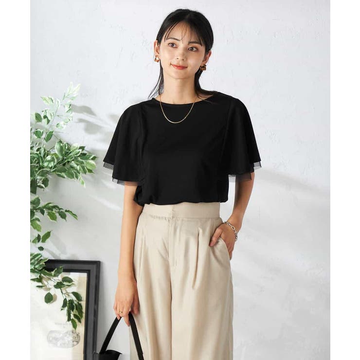 【接触冷感/UVカット/吸水速乾】チュールラッフルスリーブカットソー | a.v.v【WOMEN】 | 詳細画像23 