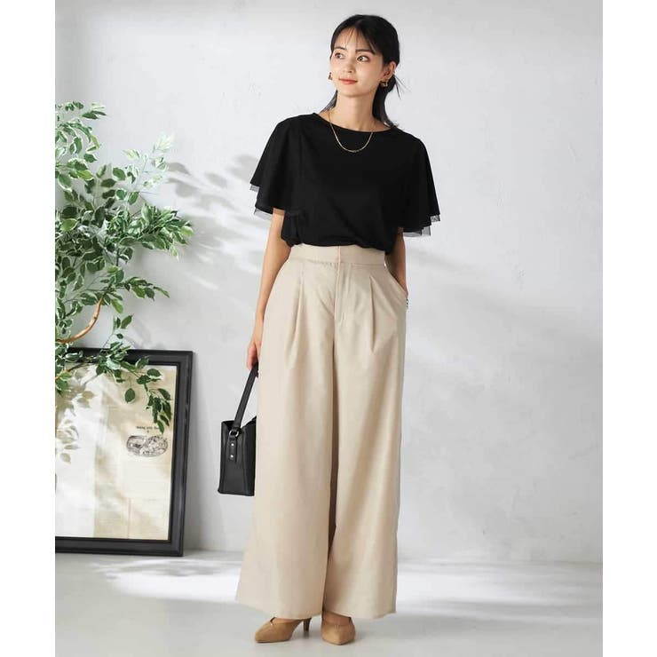 【接触冷感/UVカット/吸水速乾】チュールラッフルスリーブカットソー | a.v.v【WOMEN】 | 詳細画像27 