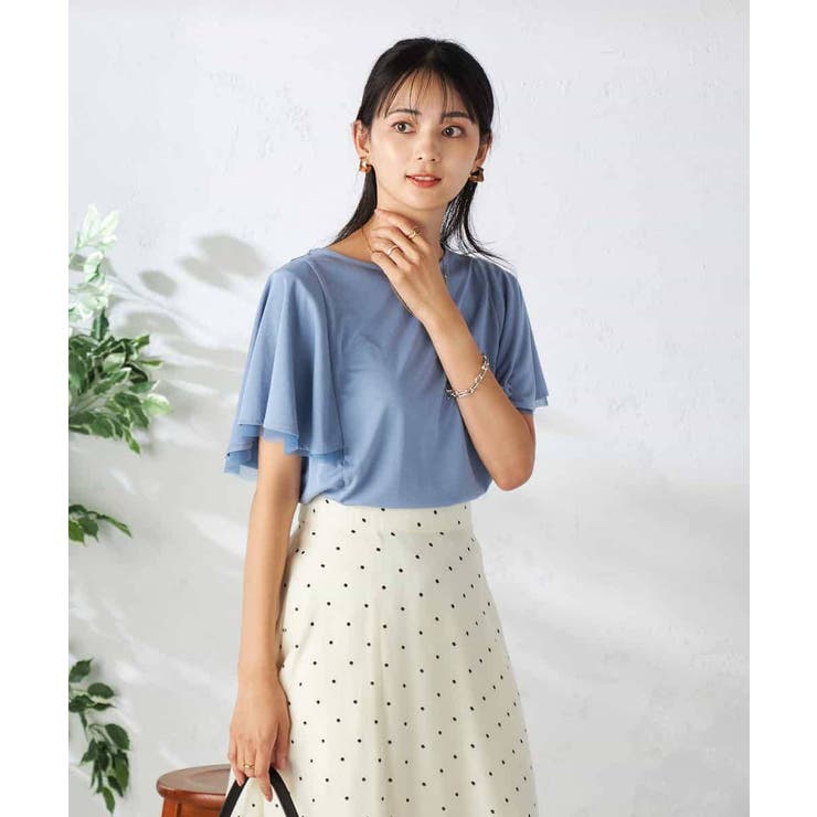 【接触冷感/UVカット/吸水速乾】チュールラッフルスリーブカットソー | a.v.v【WOMEN】 | 詳細画像4 