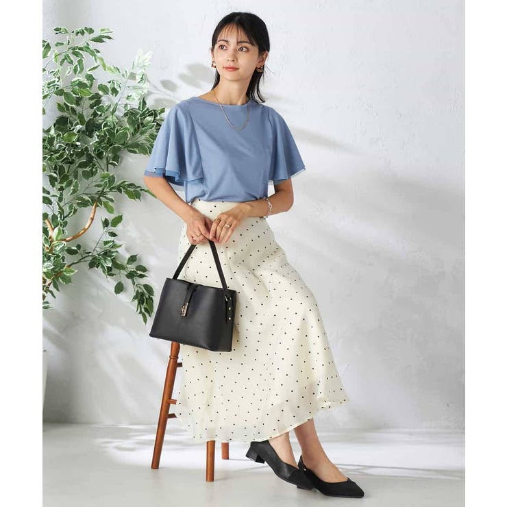 【接触冷感/UVカット/吸水速乾】チュールラッフルスリーブカットソー | a.v.v【WOMEN】 | 詳細画像5 