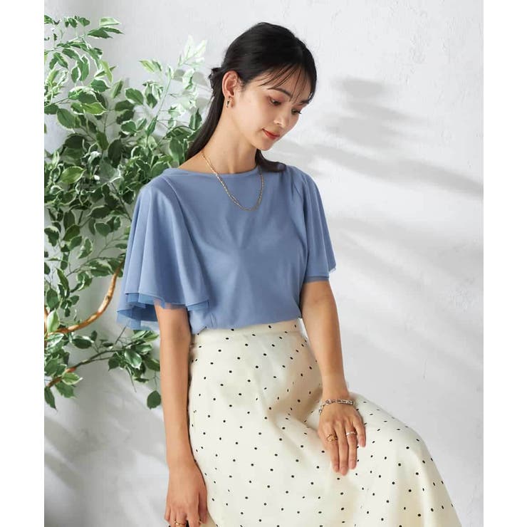 【接触冷感/UVカット/吸水速乾】チュールラッフルスリーブカットソー | a.v.v【WOMEN】 | 詳細画像6 