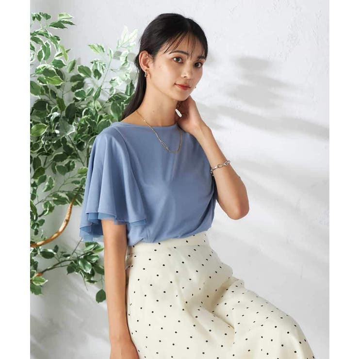 【接触冷感/UVカット/吸水速乾】チュールラッフルスリーブカットソー | a.v.v【WOMEN】 | 詳細画像7 