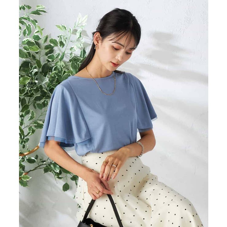 【接触冷感/UVカット/吸水速乾】チュールラッフルスリーブカットソー | a.v.v【WOMEN】 | 詳細画像8 