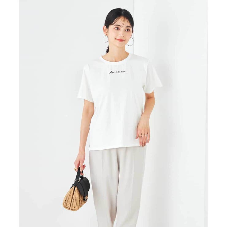 ホワイト | 【コットン100%】コンパクト刺繍ロゴTシャツ | a.v.v【WOMEN】