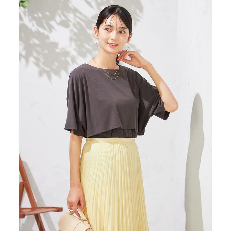 ダークグレー | 【接触冷感/UVカット】レイヤードライクカットソー | a.v.v【WOMEN】