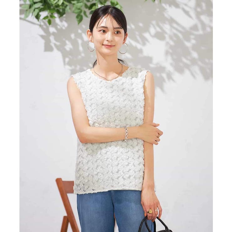 ホワイト | ローズチュールレーストップス | a.v.v【WOMEN】