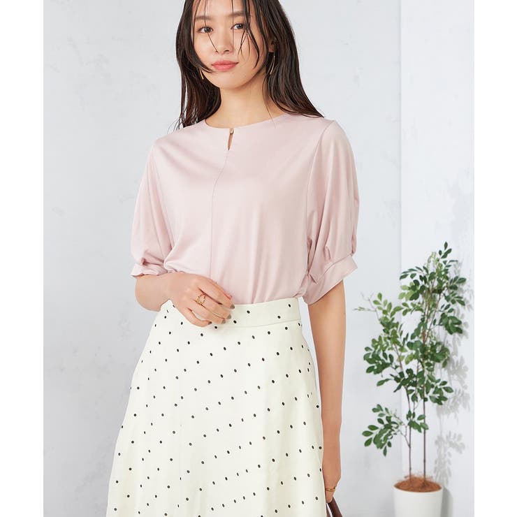 【接触冷感/UVカット/吸水速乾】チャームネックパフスリーブトップス | a.v.v【WOMEN】 | 詳細画像1 