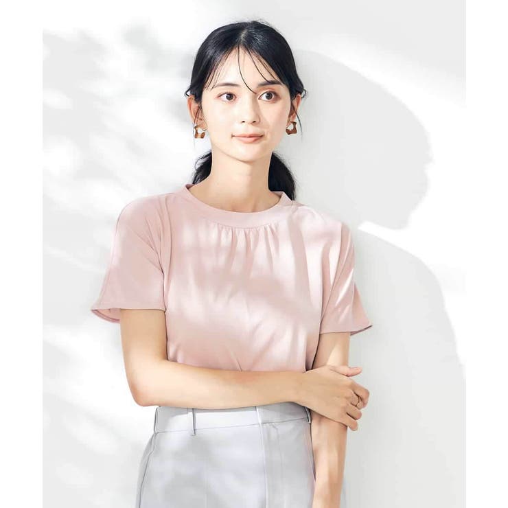 【接触冷感/速乾/UVカット】ギャザーネックフレンチスリーブカットソー | a.v.v【WOMEN】 | 詳細画像2 