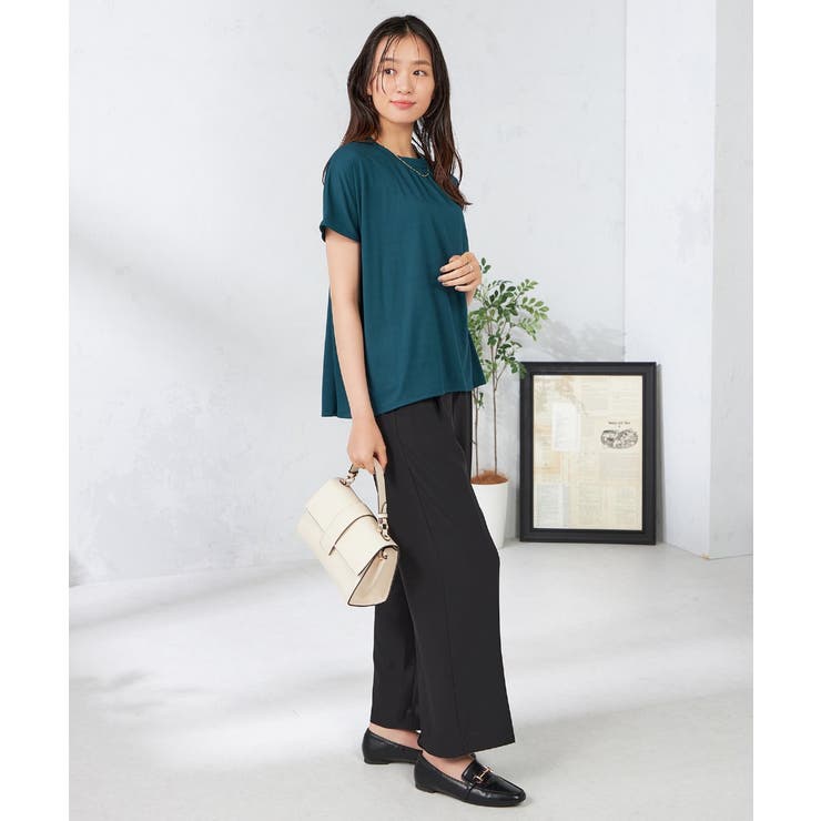 【接触冷感/速乾/UVカット】ギャザーネックフレンチスリーブカットソー | a.v.v【WOMEN】 | 詳細画像28 