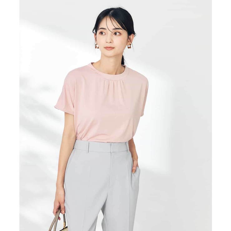 【接触冷感/速乾/UVカット】ギャザーネックフレンチスリーブカットソー | a.v.v【WOMEN】 | 詳細画像4 