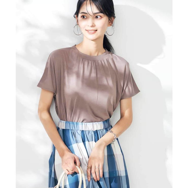 【接触冷感/速乾/UVカット】ギャザーネックフレンチスリーブカットソー | a.v.v【WOMEN】 | 詳細画像42 