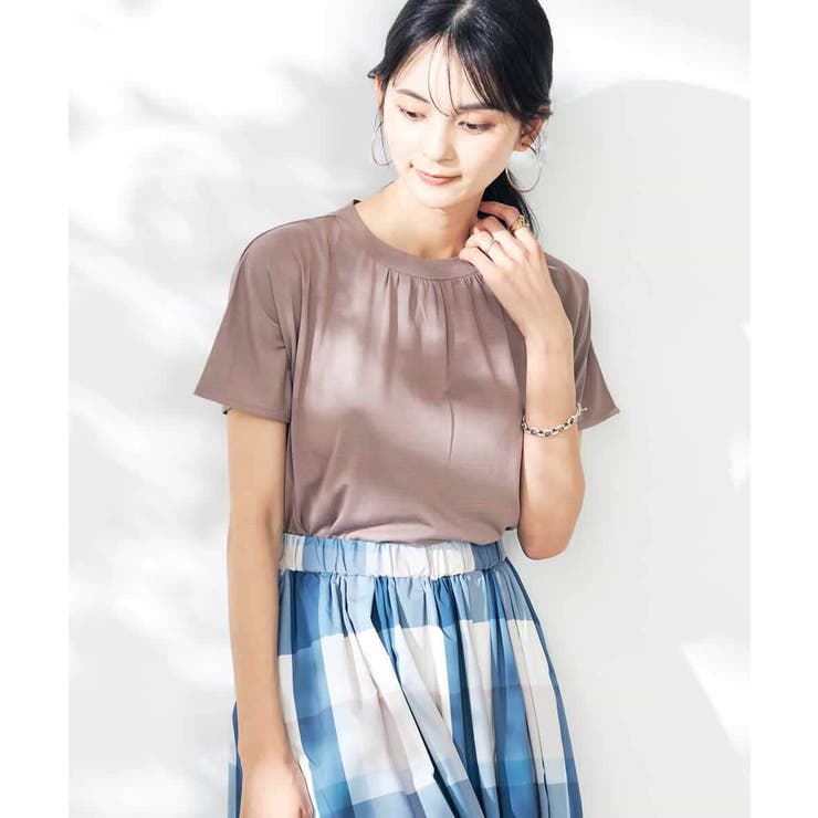 【接触冷感/速乾/UVカット】ギャザーネックフレンチスリーブカットソー | a.v.v【WOMEN】 | 詳細画像43 