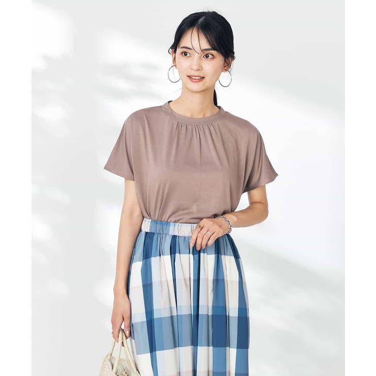 【接触冷感/速乾/UVカット】ギャザーネックフレンチスリーブカットソー | a.v.v【WOMEN】 | 詳細画像46 