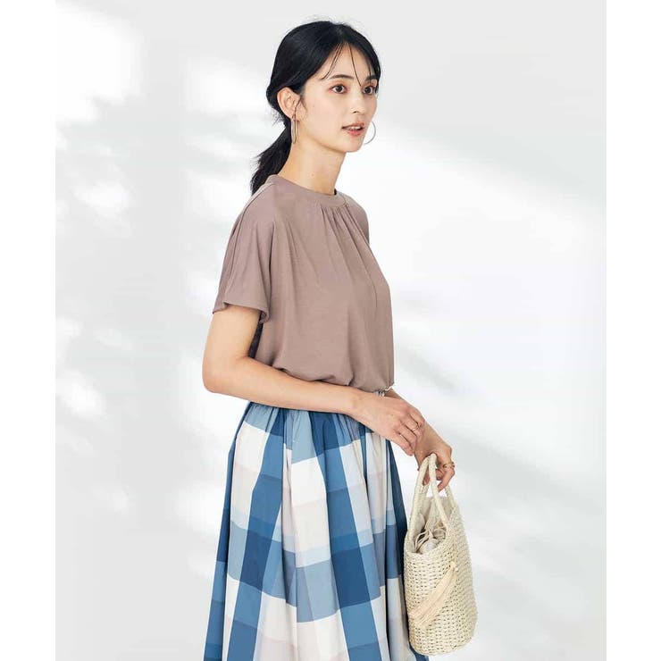 【接触冷感/速乾/UVカット】ギャザーネックフレンチスリーブカットソー | a.v.v【WOMEN】 | 詳細画像47 