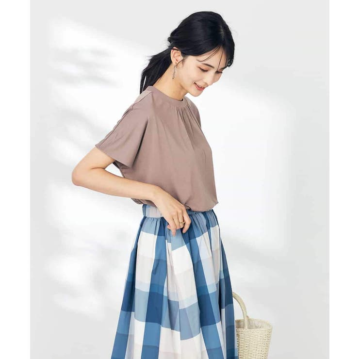 【接触冷感/速乾/UVカット】ギャザーネックフレンチスリーブカットソー | a.v.v【WOMEN】 | 詳細画像48 