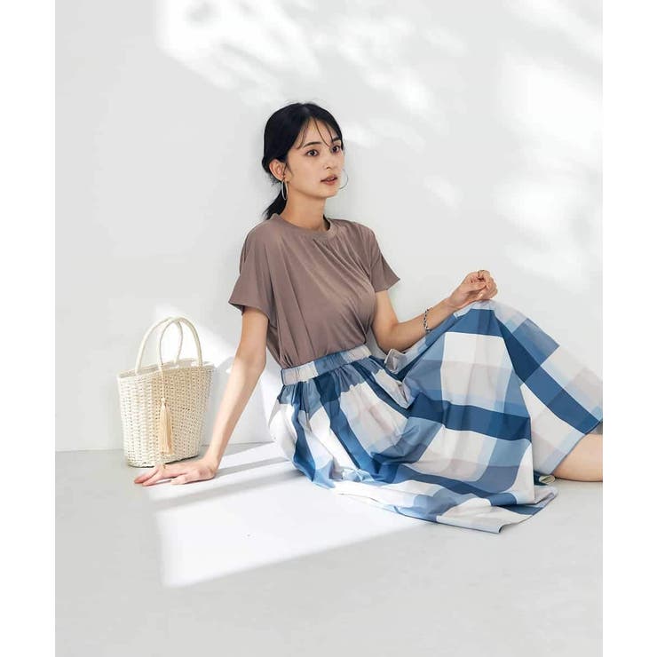 【接触冷感/速乾/UVカット】ギャザーネックフレンチスリーブカットソー | a.v.v【WOMEN】 | 詳細画像51 