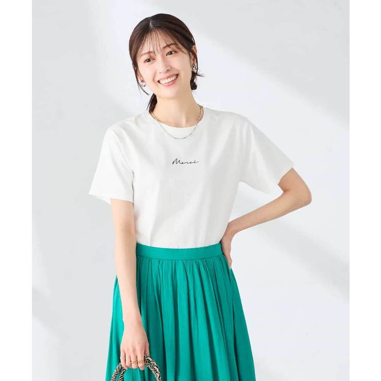 ホワイト | 【接触冷感/UVカット/コットン100%】コンパクトロゴTシャツ | a.v.v【WOMEN】
