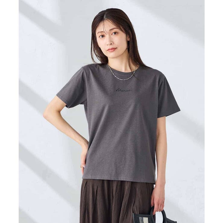 ダークグレー | 【接触冷感/UVカット/コットン100%】コンパクトロゴTシャツ | a.v.v【WOMEN】
