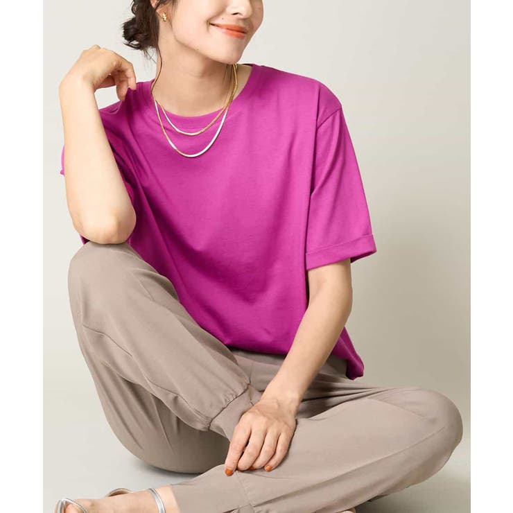 ピンク | 【コットン100％】大人のハーフスリーブTシャツ | a.v.v【WOMEN】