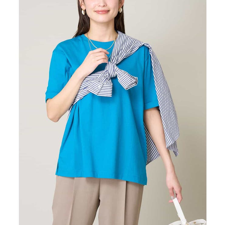 ブルー | 【コットン100％】大人のハーフスリーブTシャツ | a.v.v【WOMEN】