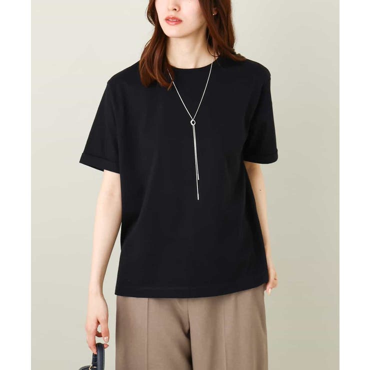 ブラック | 【コットン100％】大人のハーフスリーブTシャツ | a.v.v【WOMEN】