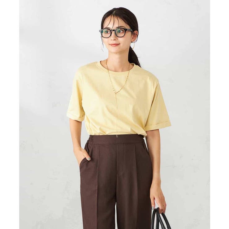 【接触冷感/UVカット/コットン100％】ロールアップハーフスリーブTシャツ | a.v.v【WOMEN】 | 詳細画像1 