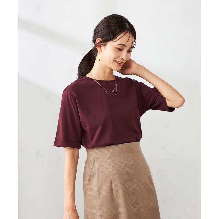 【接触冷感/UVカット/コットン100％】ロールアップハーフスリーブTシャツ | a.v.v【WOMEN】 | 詳細画像16 