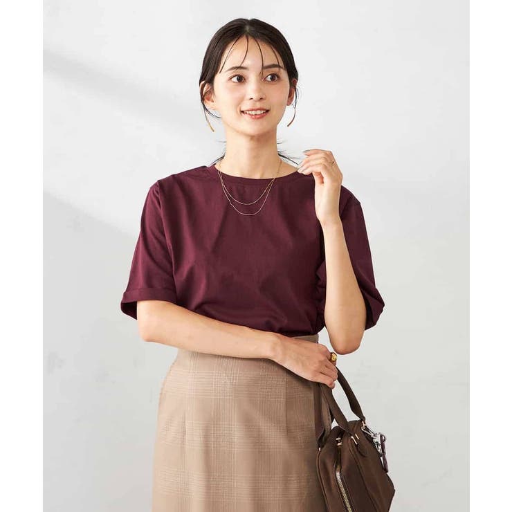 【接触冷感/UVカット/コットン100％】ロールアップハーフスリーブTシャツ | a.v.v【WOMEN】 | 詳細画像17 