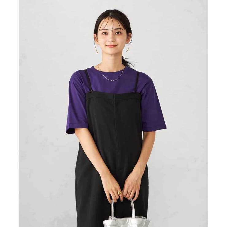 パープル | 【接触冷感/UVカット/コットン100％】ロールアップハーフスリーブTシャツ | a.v.v【WOMEN】