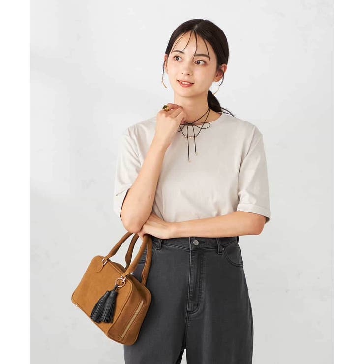 グレージュ | 【接触冷感/UVカット/コットン100％】ロールアップハーフスリーブTシャツ | a.v.v【WOMEN】