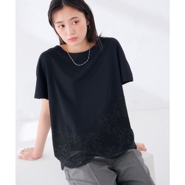 ウェーブレースヘムTシャツ | a.v.v【WOMEN】 | 詳細画像1 