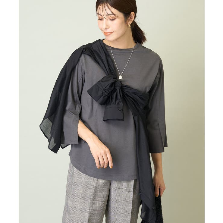 ダークグレー | 【綿100％】スリットスリーブカットソー | a.v.v【WOMEN】