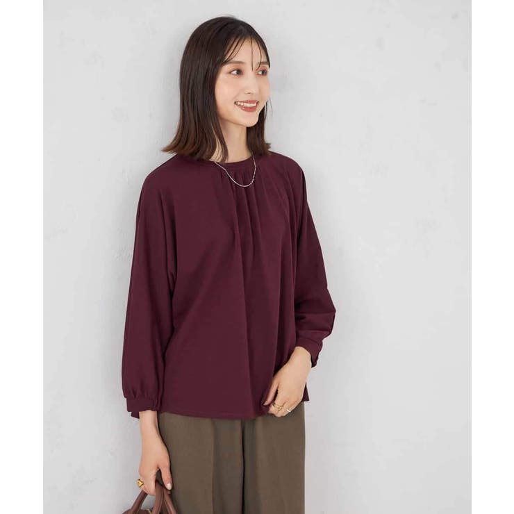 バーガンディ | ギャザーネックドルマントップス | a.v.v【WOMEN】