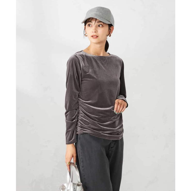 グレー | ギャザーベロアトップス | a.v.v【WOMEN】