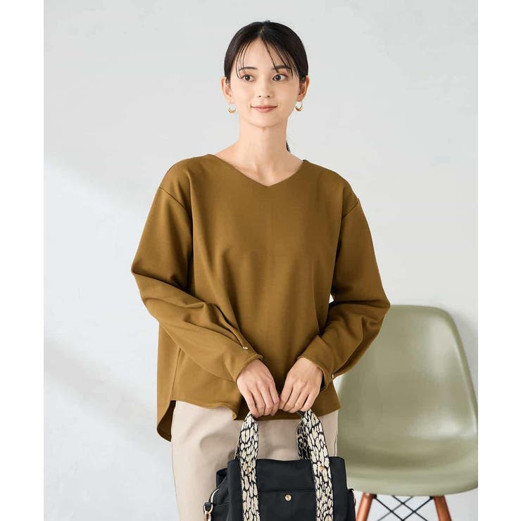 マスタード | リップルVネックプルオーバー | a.v.v【WOMEN】