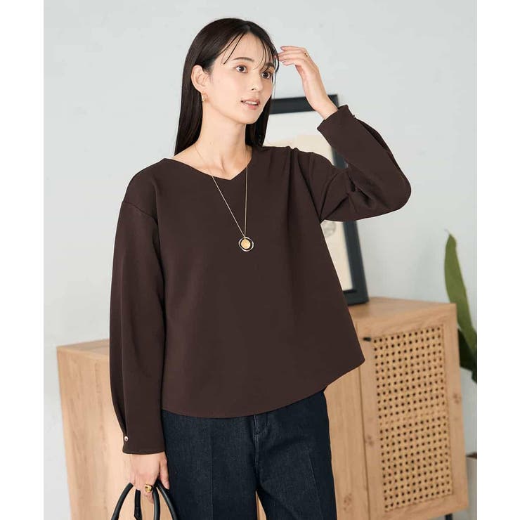 ブラウン | リップルVネックプルオーバー | a.v.v【WOMEN】