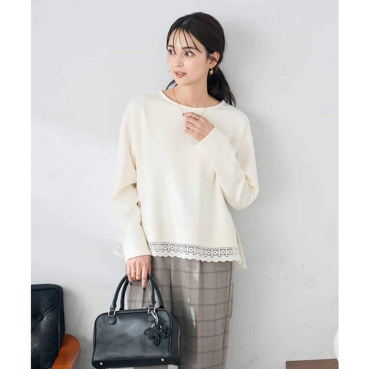 アイボリー | 裾レースカットソー | a.v.v【WOMEN】