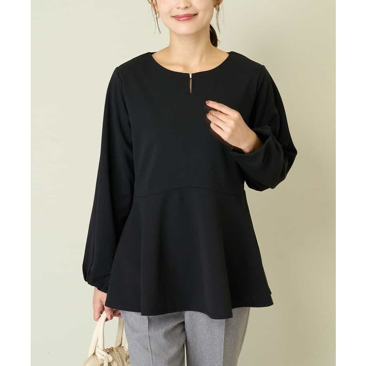 ブラック | ニュアンスカーブペプラムトップス | a.v.v【WOMEN】