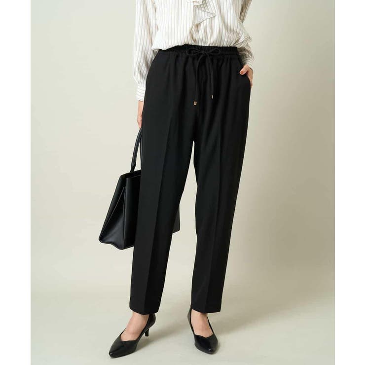 ブラック | 【イージーケア/ストレッチ】あったか美ラクるイージーテーパードパンツ | a.v.v【WOMEN】