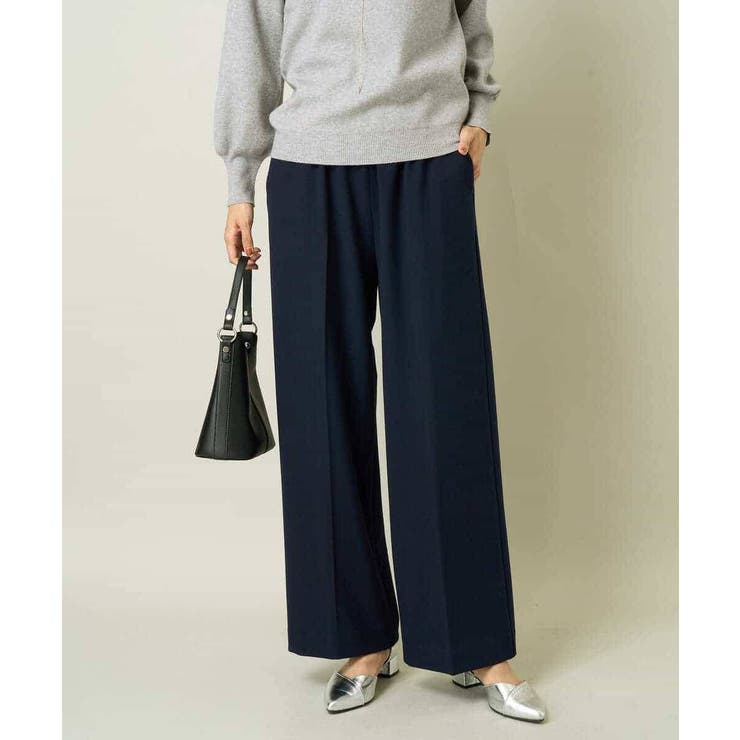 ネイビー | 【イージーケア/ストレッチ】あったか美ラクるイージーワイドパンツ | a.v.v【WOMEN】