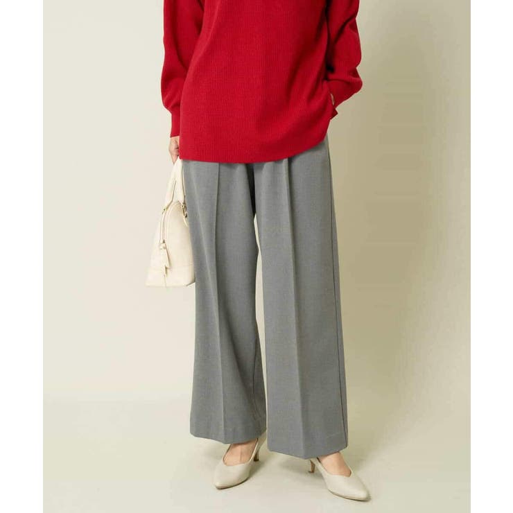グレー | 【イージーケア/ストレッチ】あったか美ラクるイージーワイドパンツ | a.v.v【WOMEN】