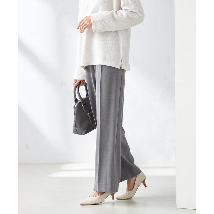 イージーケア/ストレッチ】あったか美ラクるスッキリ見えワイドパンツ