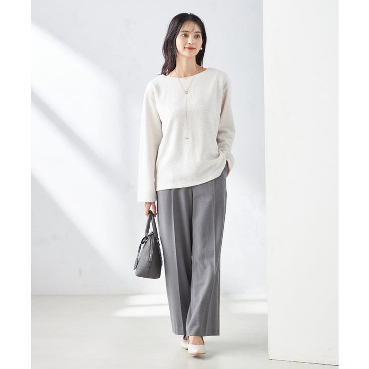 イージーケア/ストレッチ】あったか美ラクるスッキリ見えワイドパンツ