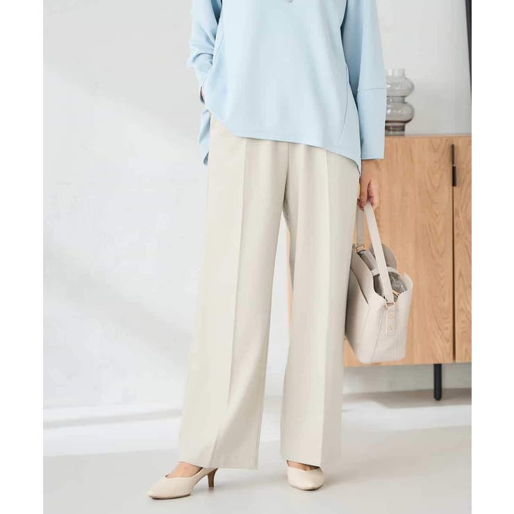 グレージュ | 【イージーケア/洗える/ストレッチ】裏起毛美ラクるイージーワイドパンツ | a.v.v【WOMEN】