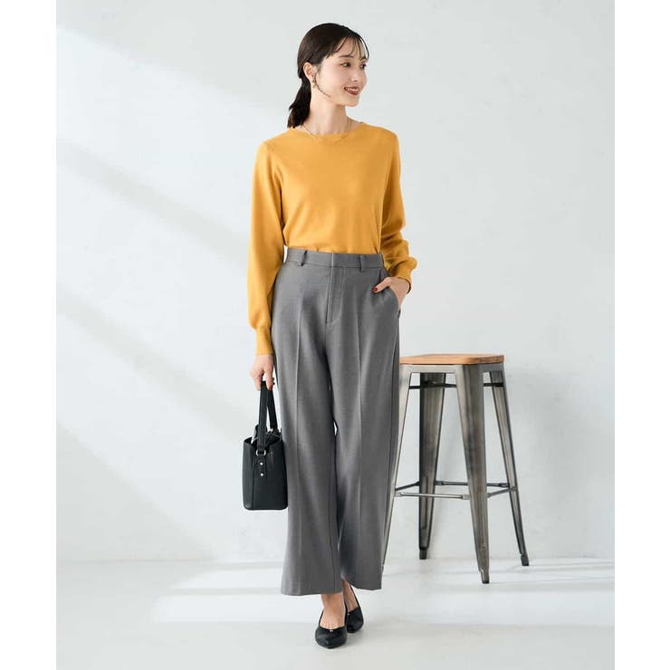 【イージーケア/洗える/ストレッチ】裏起毛美ラクるスッキリ見えストレートパンツ | a.v.v【WOMEN】 | 詳細画像12 