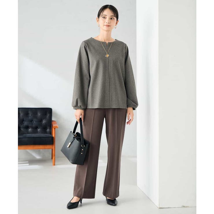 【イージーケア/洗える/ストレッチ】裏起毛美ラクるスッキリ見えストレートパンツ | a.v.v【WOMEN】 | 詳細画像4 